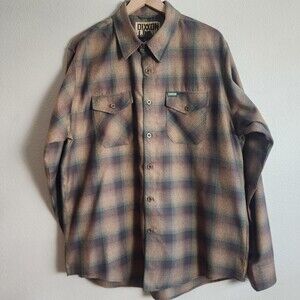 Dixxon Flannel Shirt Mens 2XL Brown Green Glasgow Plaid Button Front